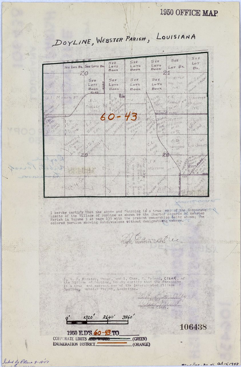 1950 Census Enumeration District Maps - Louisiana (LA) - Webster Parish - Doyline - ED 60-43