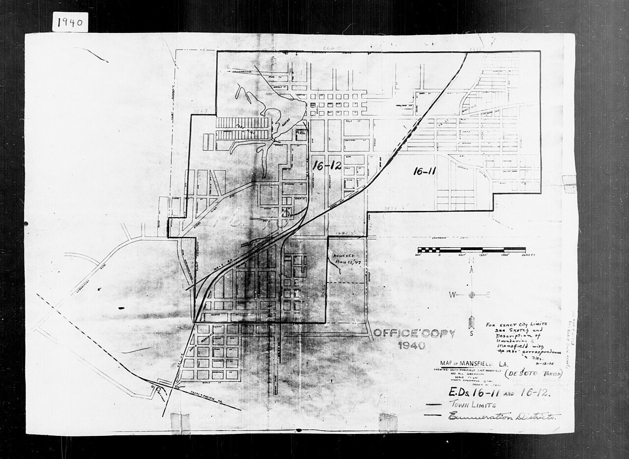 1940 Census Enumeration District Maps - Louisiana (LA) - DeSoto Parish - Mansfield - ED 16-11, ED 16-12