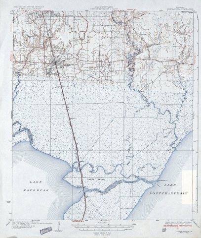 Tangipahoa Parish Louisiana Map 1935 Ponchatoula Pass Manchac