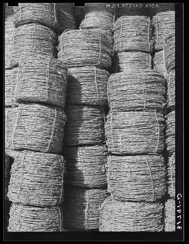 Piles of barbed wire near New Roads, Louisiana