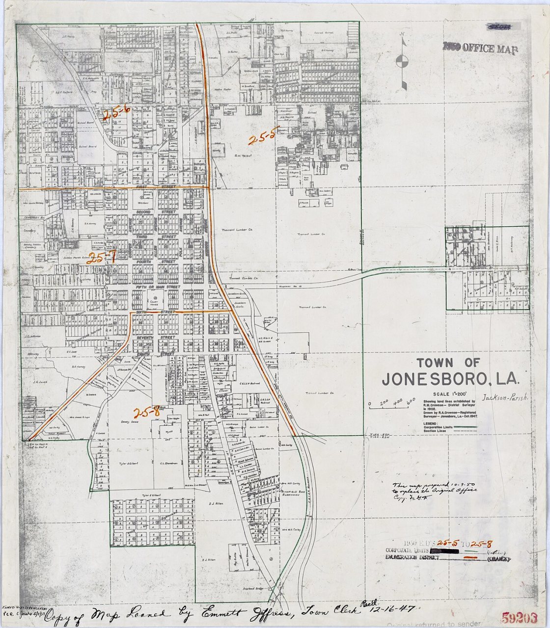 1950 Census Enumeration District Maps - Louisiana (LA) - Jackson Parish - Jonesboro - ED 25-5 to 8