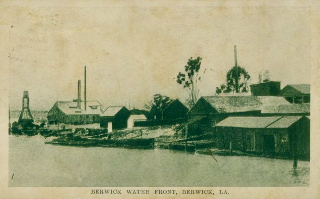 Berwick Louisiana Water Front Postcard 1916