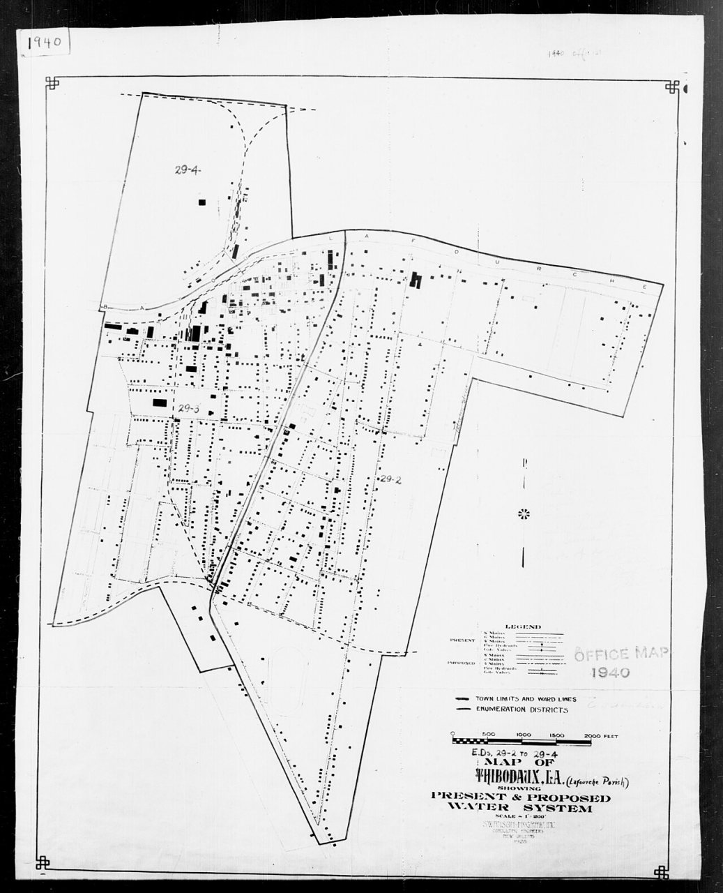 1940 Census Enumeration District Maps - Louisiana (LA) - Lafourche Parish - Thibodaux - ED 29-2, ED 29-3, ED 29-4