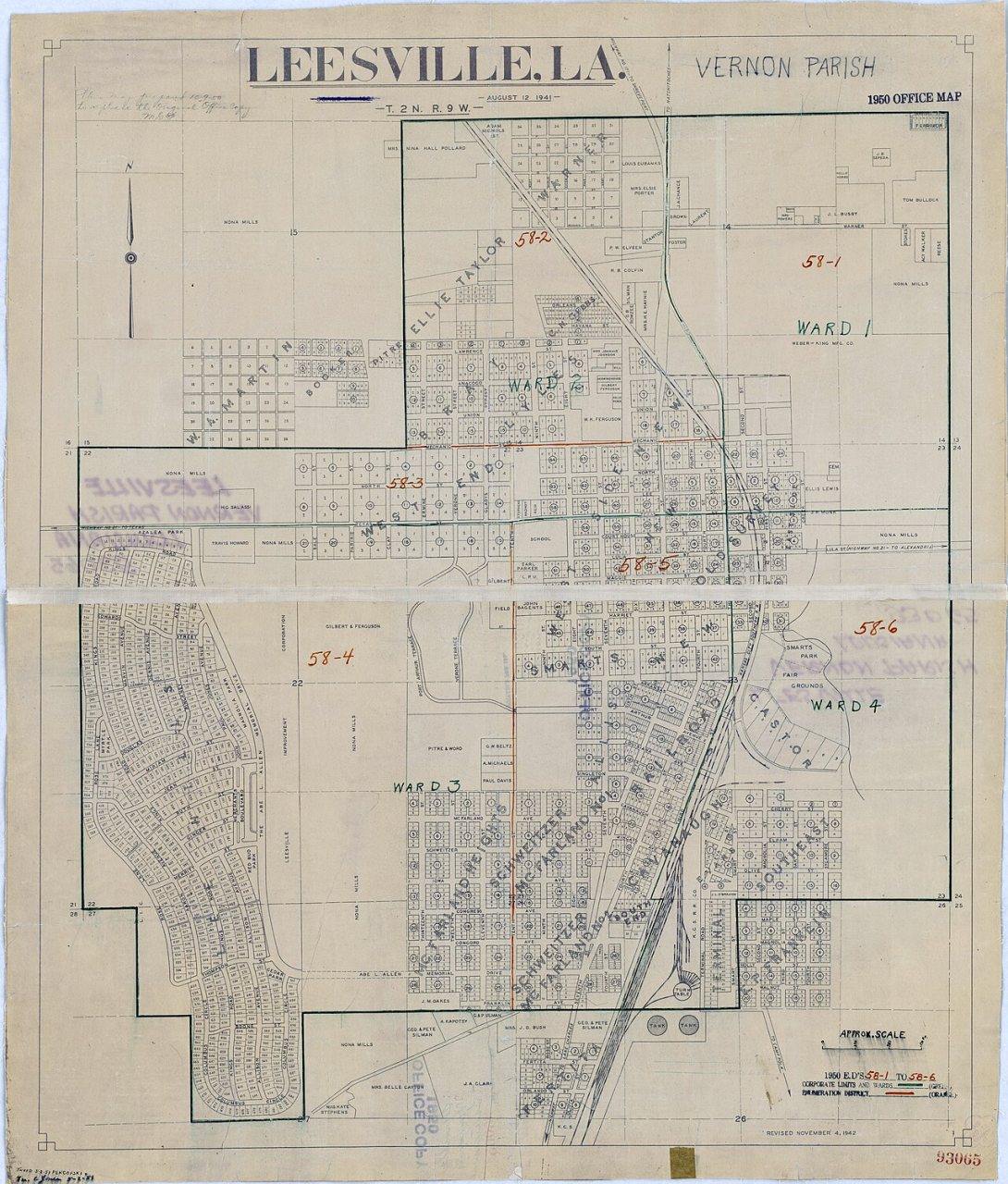1950 Census Enumeration District Maps - Louisiana (LA) - Vernon Parish - Leesville - ED 58-1 to 6