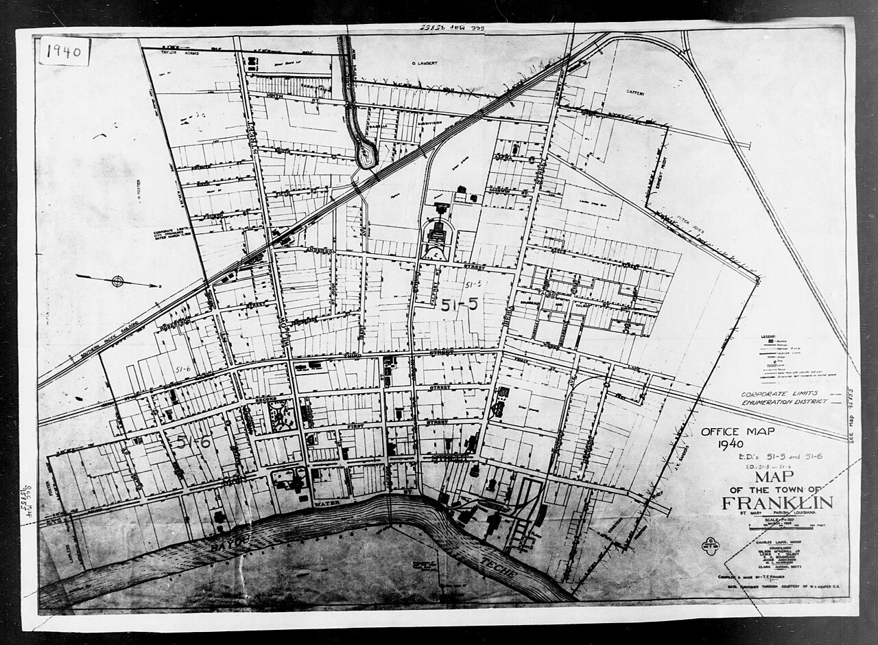 1940 Census Enumeration District Maps - Louisiana (LA) - St. Mary Parish - Franklin - ED 51-5, ED 51-6