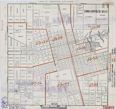 1950 Census Enumeration District Maps - Louisiana (LA) - Tangipahoa Parish - Hammond - ED 53-30 to 37
