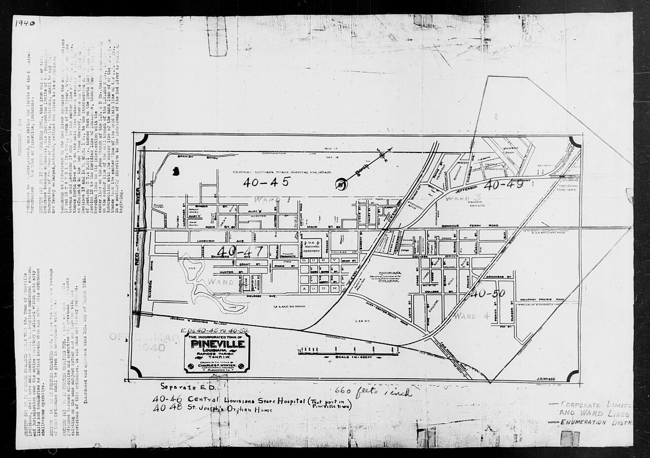 1940 Census Enumeration District Maps - Louisiana (LA) - Rapides Parish - Pineville - ED 40-45, ED 40-46, ED 40-47, ED …
