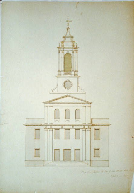 Architectural drawing for alterations to a Congregational church ("Old South Church")