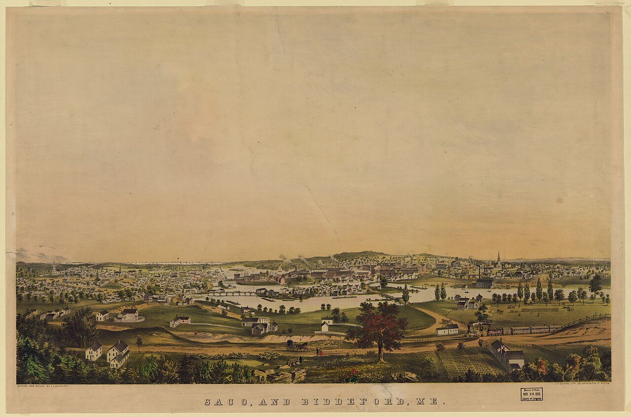 Saco, and Biddeford, Me. - sketched from nature by J.B. Bachelder ; J.H. Bufford lith., Boston