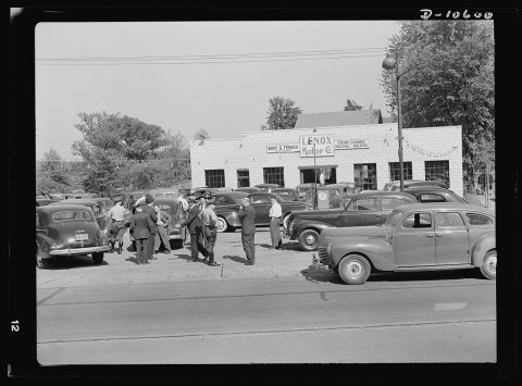 Salvage. Requisitioning auto graveyard. U.S. marshals, accompanied by county police, raid the Colmar Manor, Maryland au…