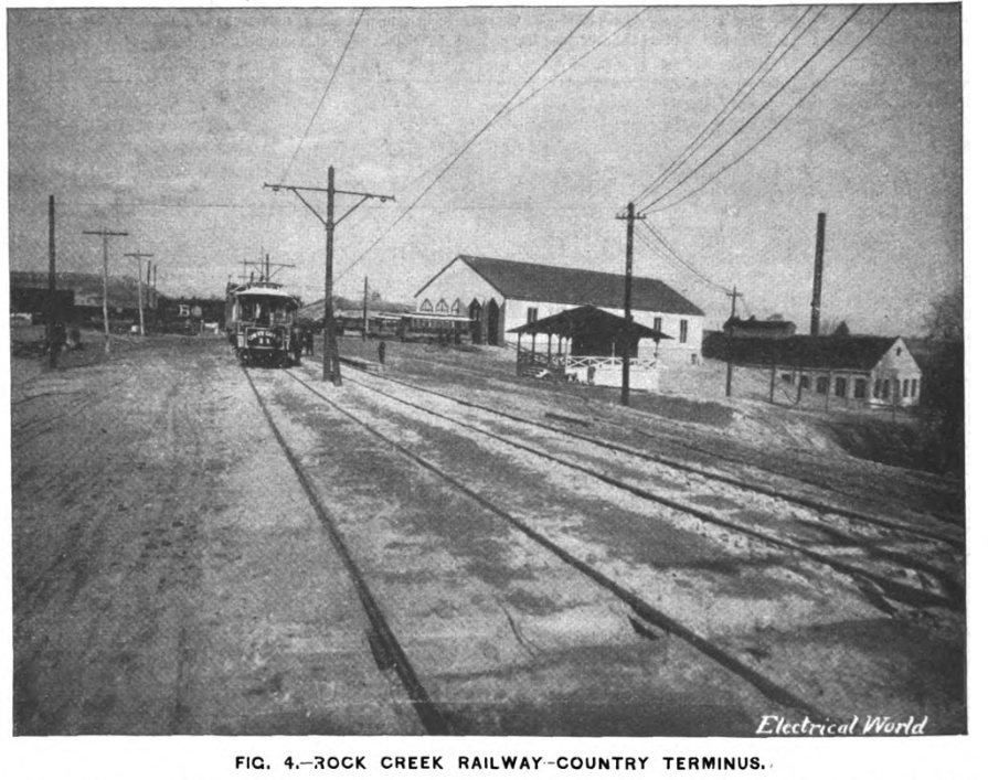 1893 Rock Creek Railway northern terminus and car barn