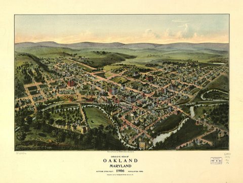 Bird's eye view of Oakland, Maryland 1906