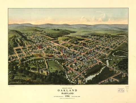 Bird's eye view of Oakland, Maryland 1906