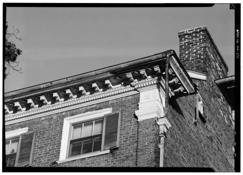 June 1964 DETAIL OF FACADE PILASTER CAPITAL AND CORNICE - Smyth-Letherbury House, 107 Water Street