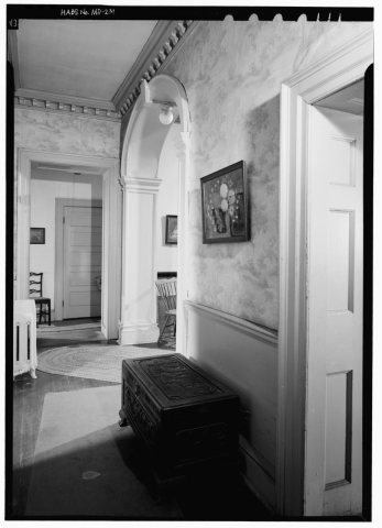 June 1964 SOUTH VIEW, SECOND FLOOR HALL SHOWING STAIRHALL ARCHWAY - Smyth-Letherbury House, 107 Water Street