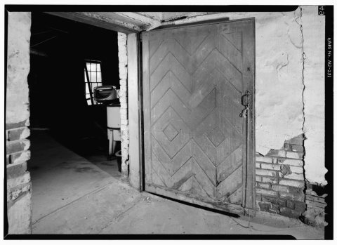 June 1964 REAR BASEMENT DOOR OF ORIGINAL STRUCTURE IN OPEN POSITION - Smyth-Letherbury House, 107 Water Street