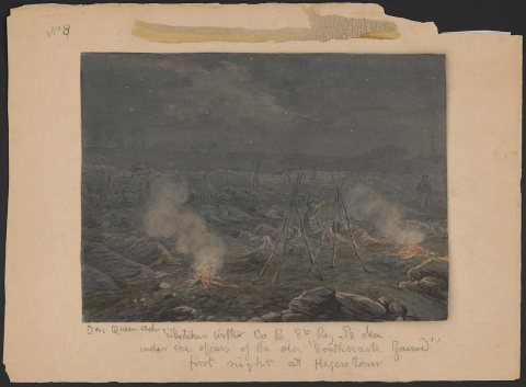 Sketches with Co. B, 8th Reg. Pa. Ma. under the officers of the old "Southwark Gaurd" (sic) first night at Hagerstown -…