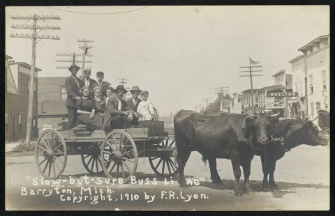 "Slow-but-sure Buss Line," Barryton, Mich