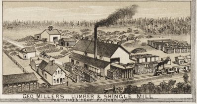 Geo. Miller's Lumber and Shingle Mill, Coleman, Michigan (1884)