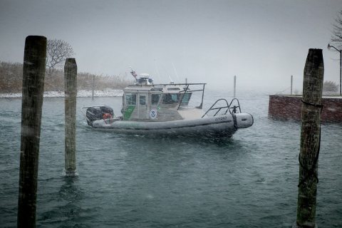Border Patrol Safe-Boat Patrolling in Michigan