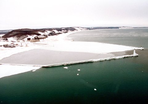 Frankfort Michigan frozen harbor