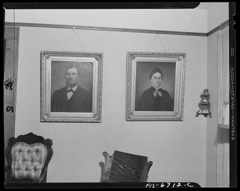 Frankfort, Michigan. Portraits of Mr. and Mrs. Muehlman who made money in a drugstore in Pekin, Illinois and went to Pa…