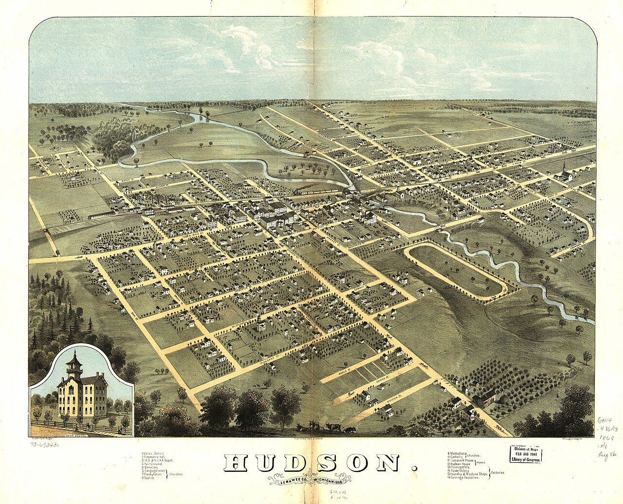 Hudson, Lenawee Co., Michigan 1868