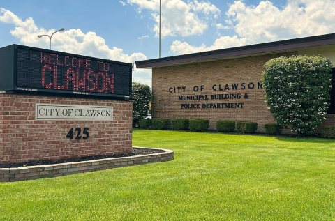 Clawson City Hall Sign Zoom-In