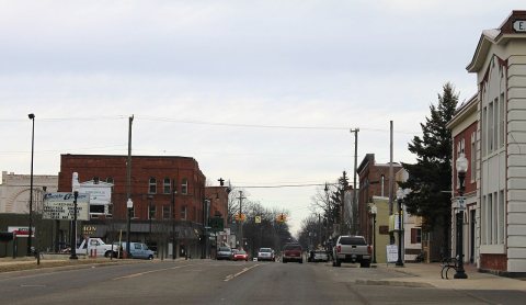 Downtown Fowlerville Michigan Grand Avenue at Church Street