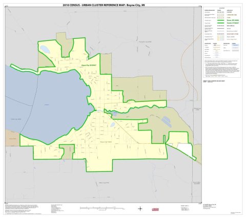 2010 Census Urban Cluster Reference Map for Boyne City, Michigan