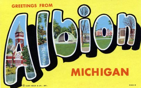 Greetings from Albion, Michigan - Large Letter Postcard