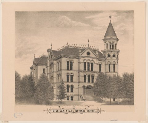 Michigan state normal school, Ypsilanti - lith. by James McCoy, Ypsilanti, Mich