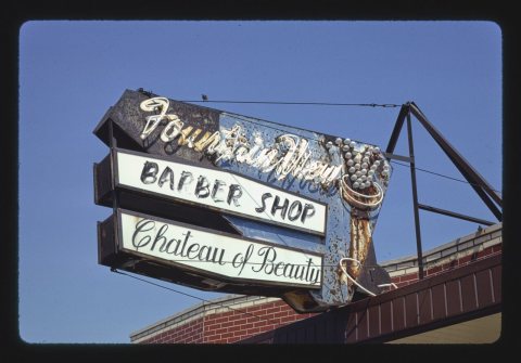 Fountain View Barber sign, Kelly Road, East Detroit, Michigan