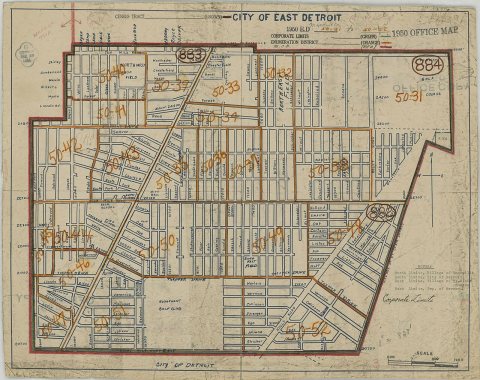 1950 Census Enumeration District Maps - Michigan (MI) - Macomb County - East Detroit - ED 50-31 to 52