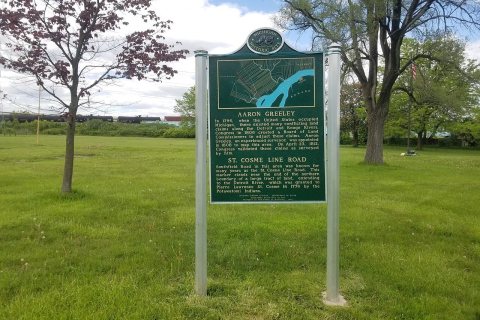 Aaron Greeley St Cosme Line Road historic marker