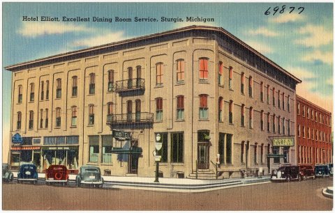 Hotel Elliott, excellent dining room service, Sturgis Michigan (69877)