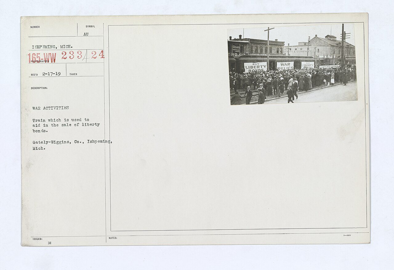 Liberty Bonds - Advertising Methods - WAR ACTIVITIES. Train which is used to aid in the sale of liberty bonds. Gately-W…