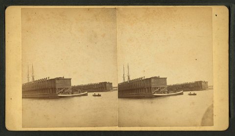 Escanaba ore docks, 1878.Alternate Title: Bauder's stereoscopic views of Marinette & Menomonee scenery