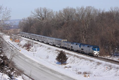 Eastbound Empire Builder southeast of Kellogg, December 2012