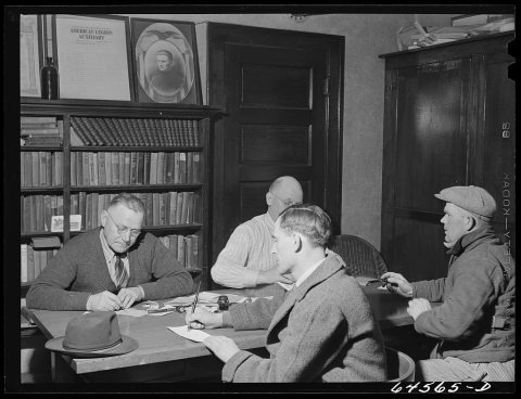 Untitled photo, possibly related to: Brownton, Minnesota. Selective Service registration for men twenty to forty-four n…