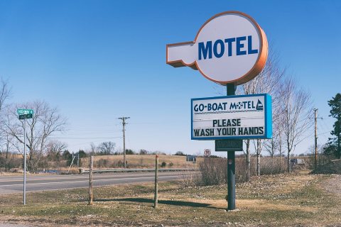 Wash Your Hands message at the Go Boat Motel in Center City, Minnesota