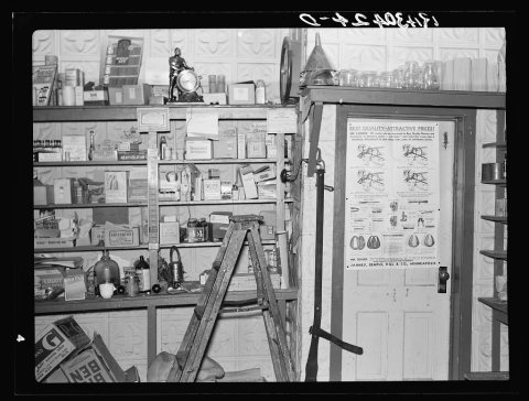 Interior of general store. Funkley, Minnesota