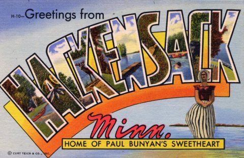 Greetings from Hackensack, Minnesota, Home of Paul Bunyan's Sweetheart - Large Letter Postcard