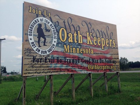 Oath Keepers-Billboard, Pine River, MN, July 2015