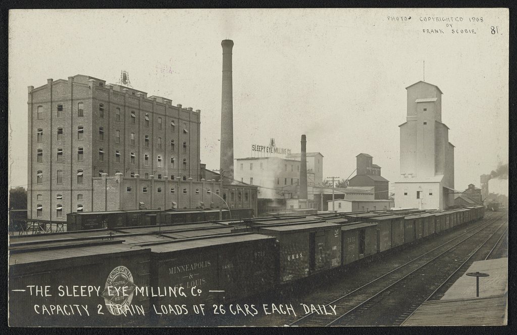 The Sleepy Eye Milling Co., capacity 2 train loads of 26 cars each daily
