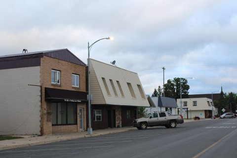 Businesses on west side of Main Street looking north