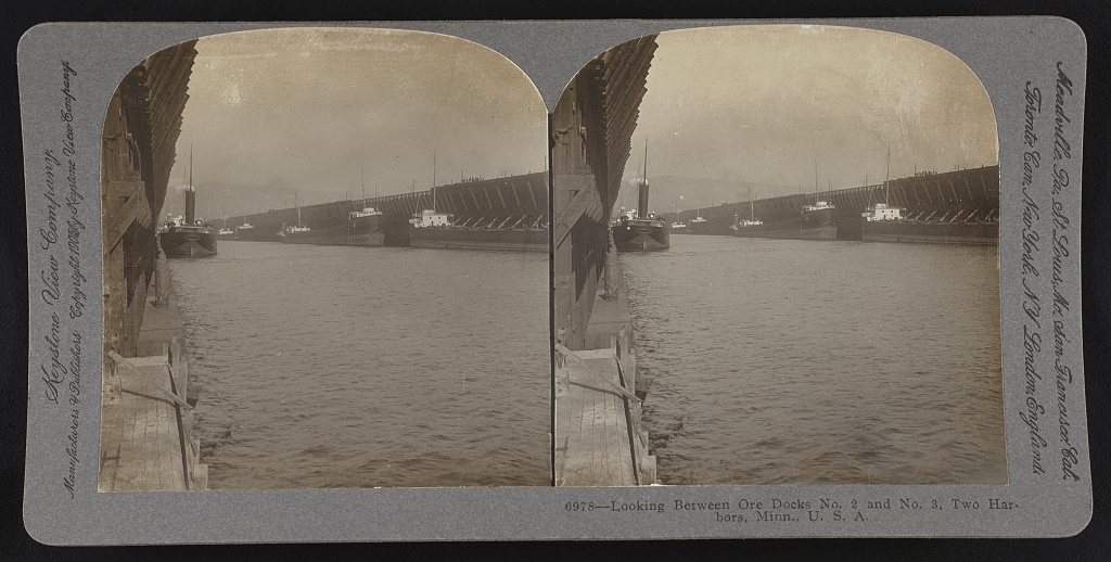 Looking between ore docks No. 2 and No. 3