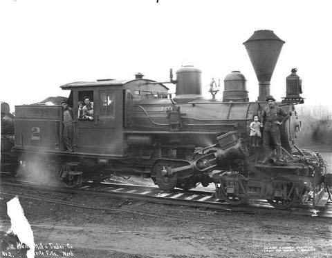 Waite Mill and Timber Company's two-truck Climax locomotive no. 2, Granite Falls, ca. 1920