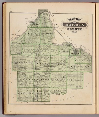 Map of Dakota County from the 1874 Minnesota State Atlas