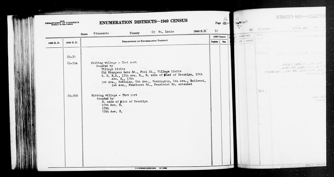 1940 Census Enumeration District Descriptions - Minnesota - St. Louis County - ED 69-70A, ED 69-70B